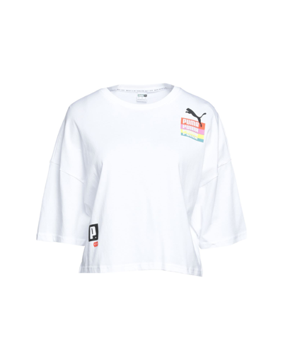 Shop Puma Brand Love Oversized Tee Woman T-shirt White Size L Cotton