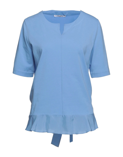 Shop Kangra Cashmere Kangra Woman T-shirt Sky Blue Size 6 Cotton, Elastane, Silk