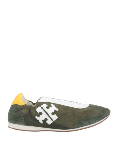 Shop Tory Burch Woman Sneakers Military Green Size 9 Soft Leather