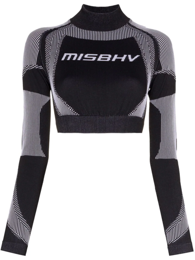 Shop Misbhv Long-sleeve Cropped Top In Black
