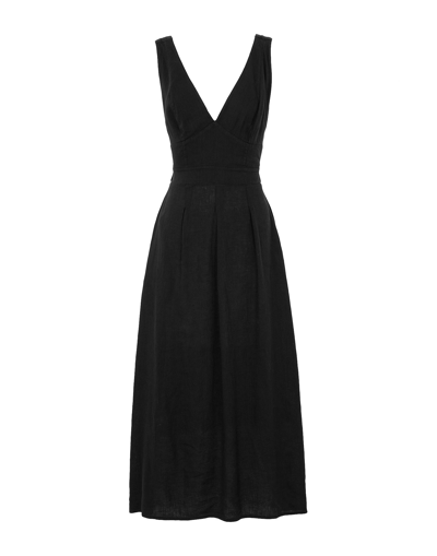 Shop 8 By Yoox Linen-viscose Sleeveless Midi Dress Woman Midi Dress Black Size 10 Linen, Viscose