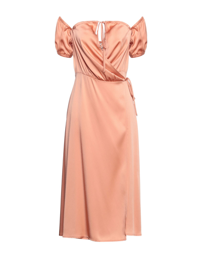 Shop Semicouture Woman Midi Dress Salmon Pink Size 2 Acetate, Viscose