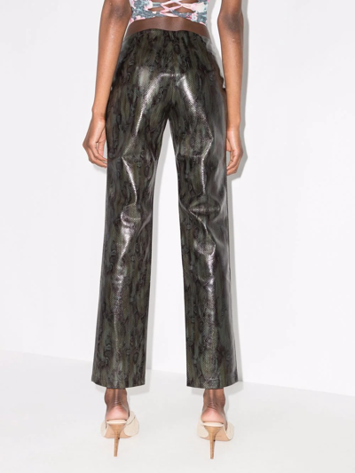 Shop Miaou Rex Snake-print Low-rise Trousers In Grün