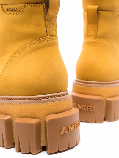 Shop Amiri Crepe Lug Sole Combat Boots In Yellow