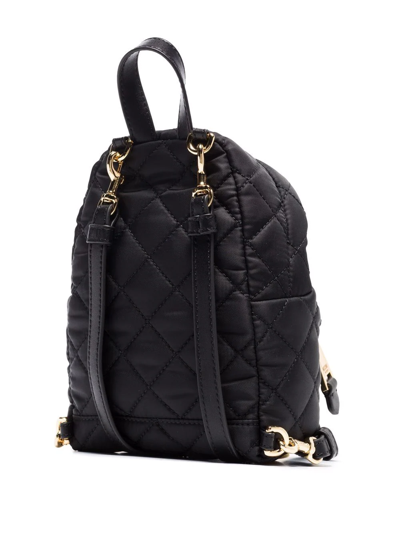Shop Moschino Quilted Logo-plaque Backpack In Schwarz