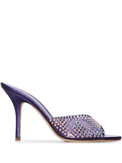 Paris Texas Holly Penelope Crystal Mule Sandals In Violett