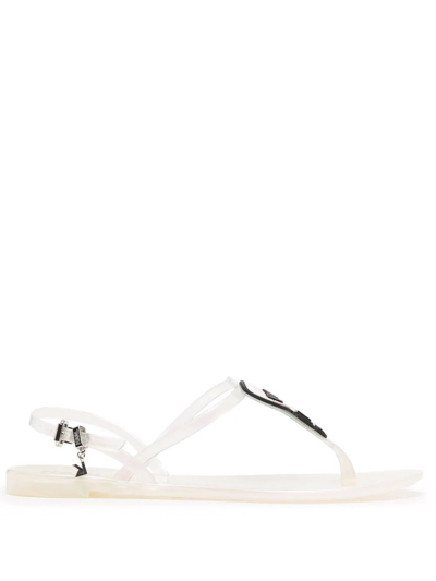 Shop Karl Lagerfeld Logo-charm Jelly Sandals In Weiss