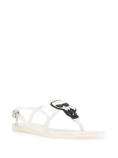Shop Karl Lagerfeld Logo-charm Jelly Sandals In Weiss