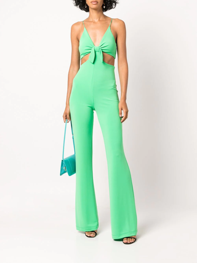 Shop Alice And Olivia Havana Front-bow Jumpsuit In Grün