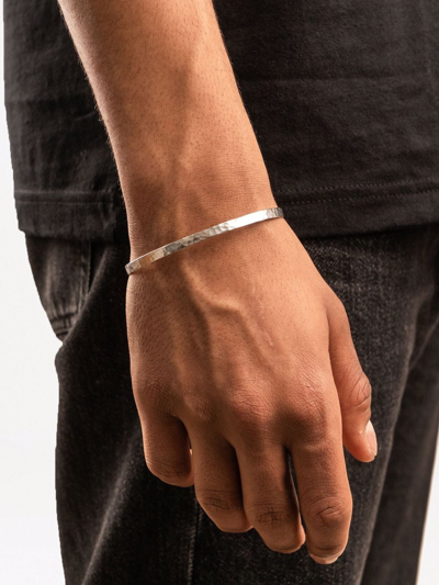 Dower & Hall 4mm Hammered Silver Nomad Bangle In Silber