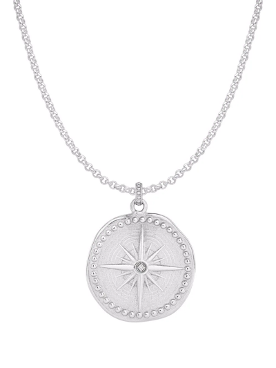 Shop Dower & Hall True North Pendant Necklace In Silver