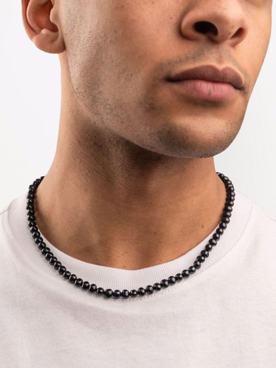 Dower & Hall Medium Black Freshwater Pearl Necklace In Silber