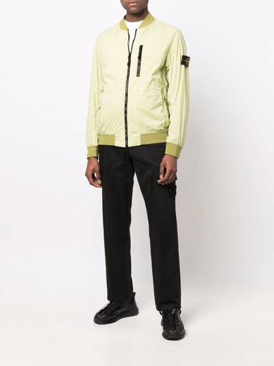 Stone Island Compass-patch Zip-up Jacket In Grün