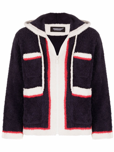 Undercover Hooded Chenille Zip Jacket In Blue