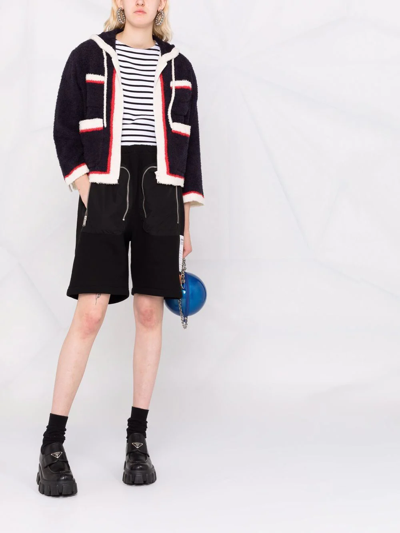 Undercover Hooded Chenille Zip Jacket In Blue