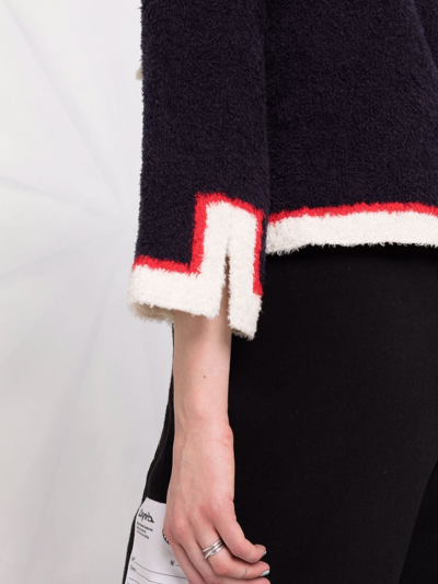 Undercover Hooded Chenille Zip Jacket In Blue