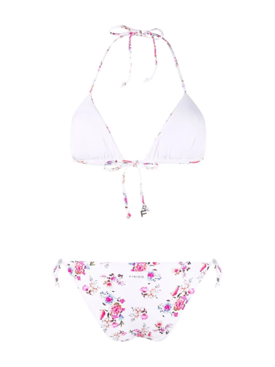 Shop Fisico Floral-print Halterneck Bikini In White
