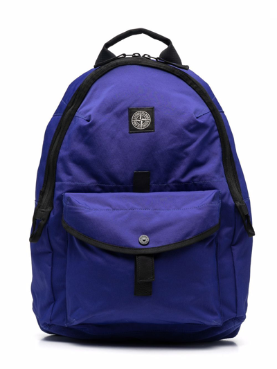 Shop Stone Island Compass-patch Backpack In Blau