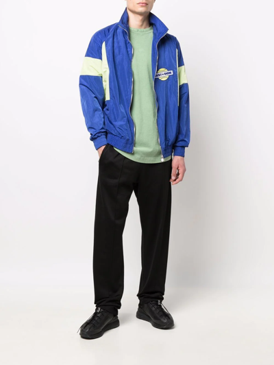 Shop Just Don Panelled Bomber Jacket In Blau