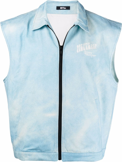 Shop Msftsrep Logo-print Sleeveless Zip Jacket In Blau