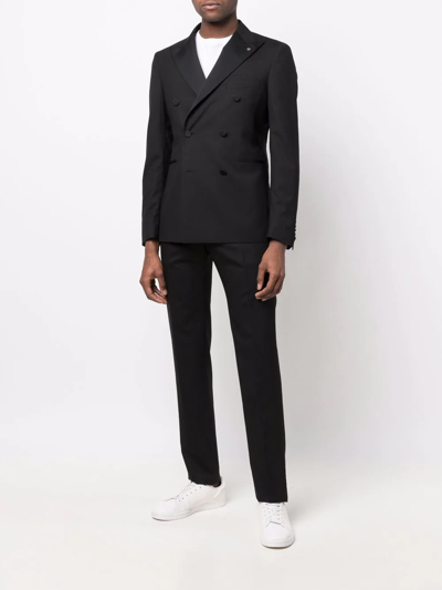 Shop Tagliatore Double-breasted Two-piece Suit In Schwarz