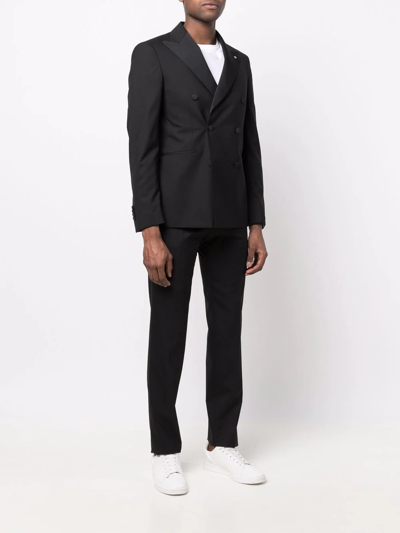 Shop Tagliatore Double-breasted Two-piece Suit In Schwarz