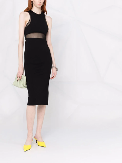 Shop Stella Mccartney Sheer-panel Bodycon Midi Dress In Schwarz