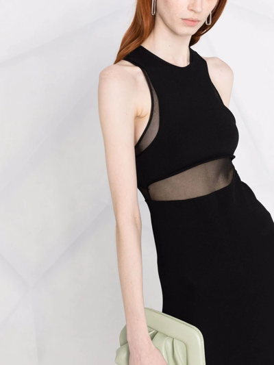 Shop Stella Mccartney Sheer-panel Bodycon Midi Dress In Schwarz