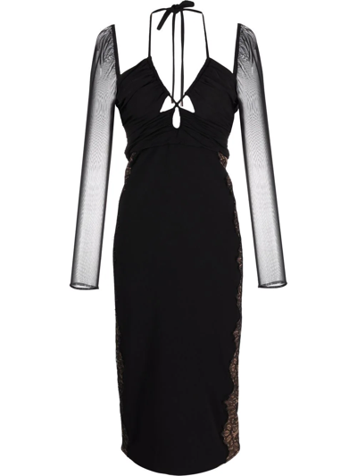 Shop Self-portrait Cut-out Jersey Dress In Schwarz