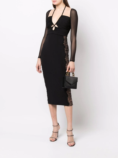 Self-portrait Jersey Cut Out Midi Dress In Black - Atterley In Schwarz
