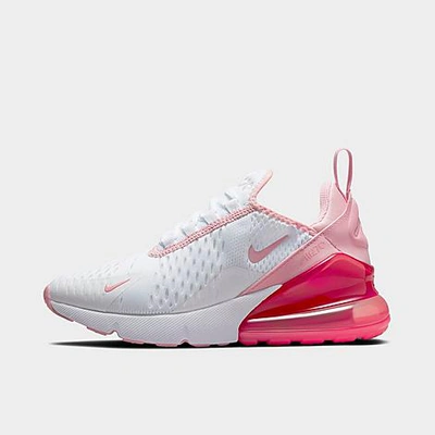Shop Nike Girls' Big Kids' Air Max 270 Casual Shoes In White/pink Salt/pink Glaze