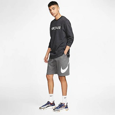 Shop Nike Men's Sportswear Club Graphic Shorts In Charcoal Heather/white/white
