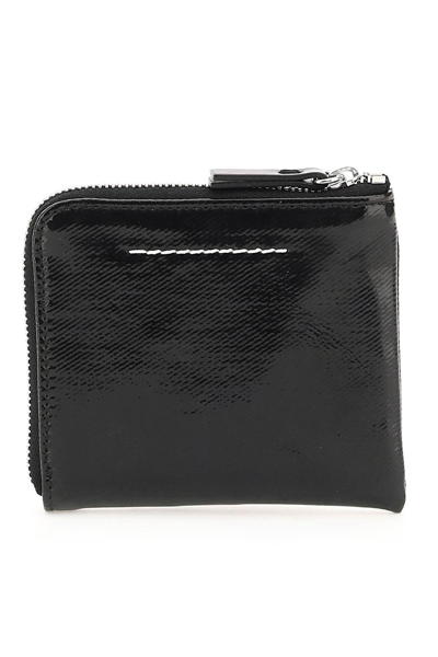 Shop Mm6 Maison Margiela Coated Canvas Mini Wallet In Black
