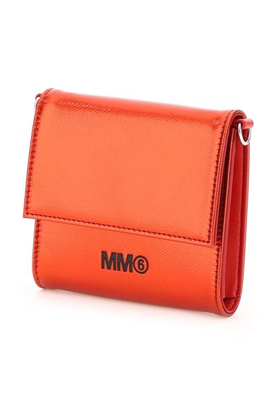 Shop Mm6 Maison Margiela Coated Canvas Wallet With Chain In Red