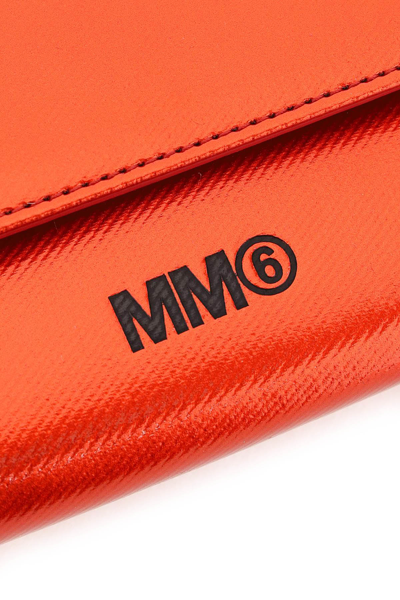 Shop Mm6 Maison Margiela Coated Canvas Wallet With Chain In Red