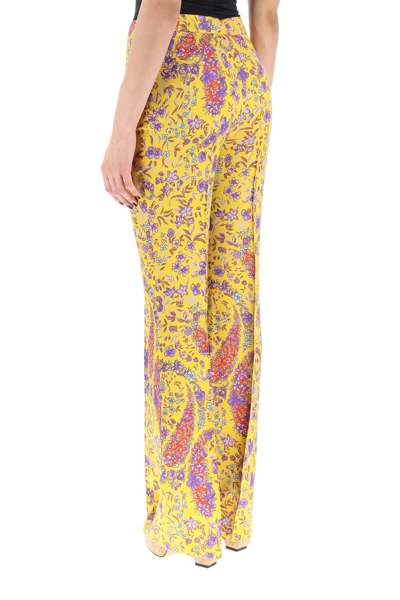 Etro Floral-print Flared Trousers In Yellow,purple,red