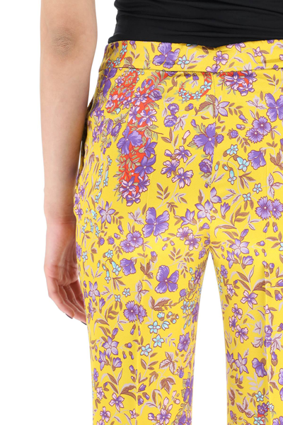 Etro Floral-print Flared Trousers In Yellow,purple,red