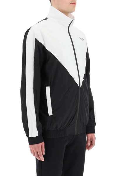 Balmain Black Polyamide Shell Jacket In Black,white