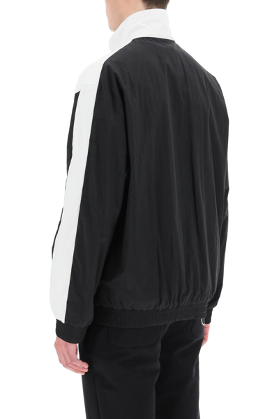 Shop Balmain Two-tone Nylon Jacket With Logo In Black,white