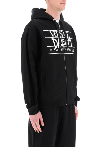 Shop Versace Dream Logo Hoodie In Black,white