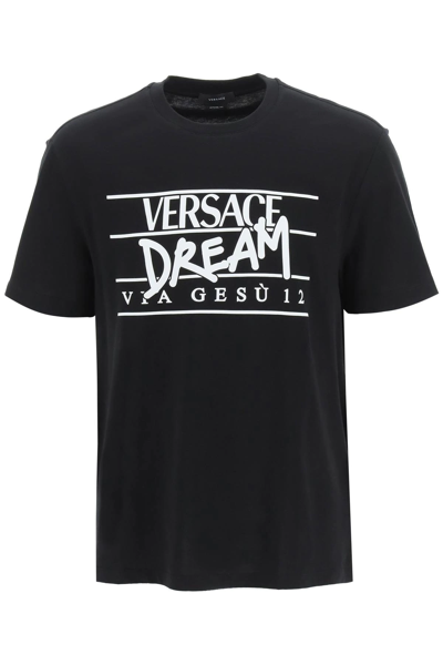 Shop Versace Dream Logo T-shirt In Black,white