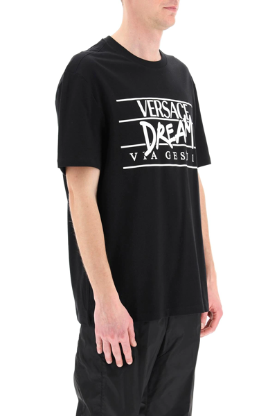 Shop Versace Dream Logo T-shirt In Black,white