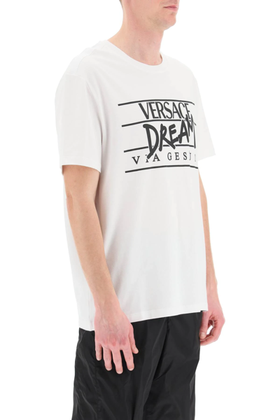 Shop Versace Dream Logo T-shirt In White,black