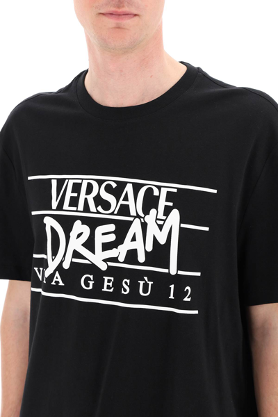 Shop Versace Dream Logo T-shirt In Black,white