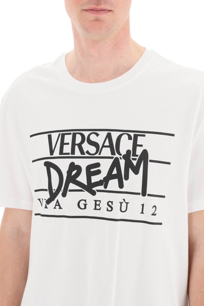 Shop Versace Dream Logo T-shirt In White,black