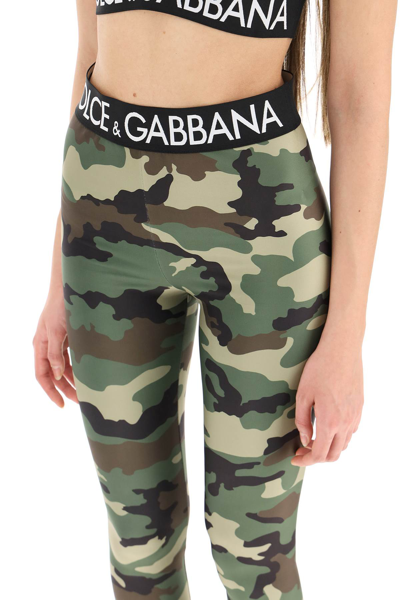 Shop Dolce & Gabbana Camouflage Leggings In Green,brown,black