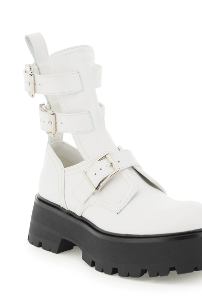 Shop Alexander Mcqueen Leather Rave Ankle Boots In White