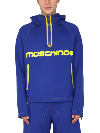Shop Moschino Surf Logo Sweatshirt In Azzurro