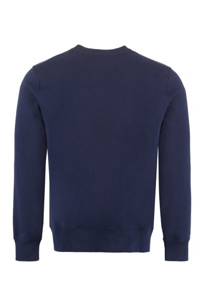 Shop Polo Ralph Lauren Printed Crew-neck Sweatshirt In Blue