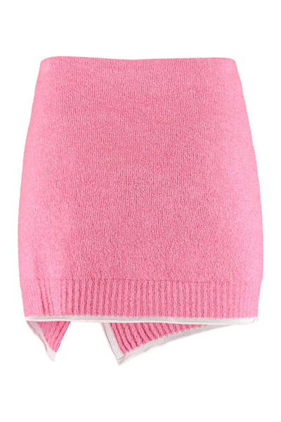 Shop Jacquemus Terry-cloth Wrap Skirt In Fuchsia